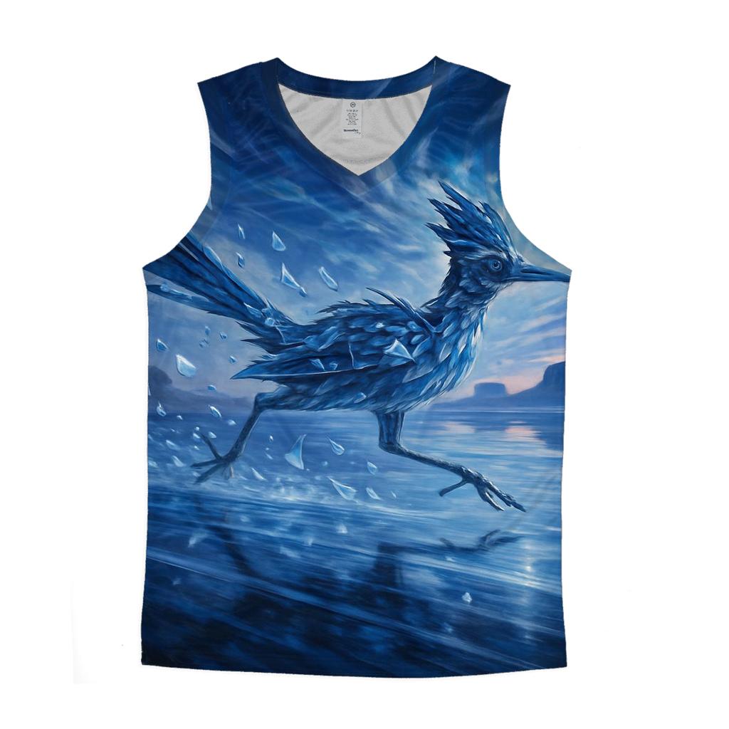 Crystalline Roadrunner graphic print tank tops