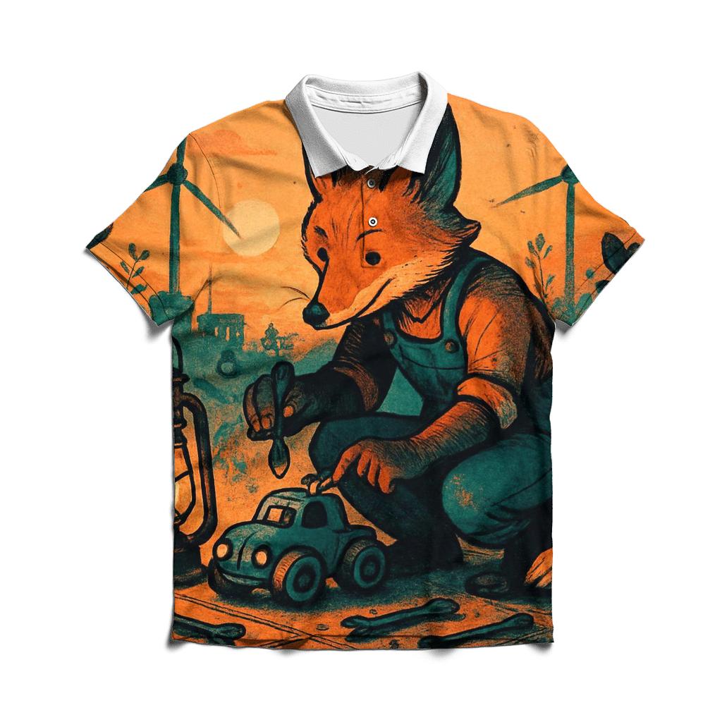 Sunset Mechanic Fox casual sports polo shirts