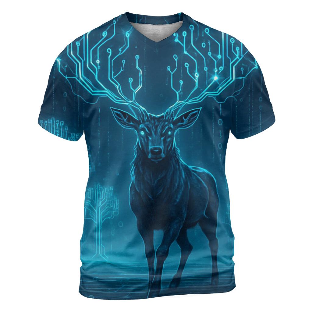 Circuitboard Stag vibrant all-over design tees
