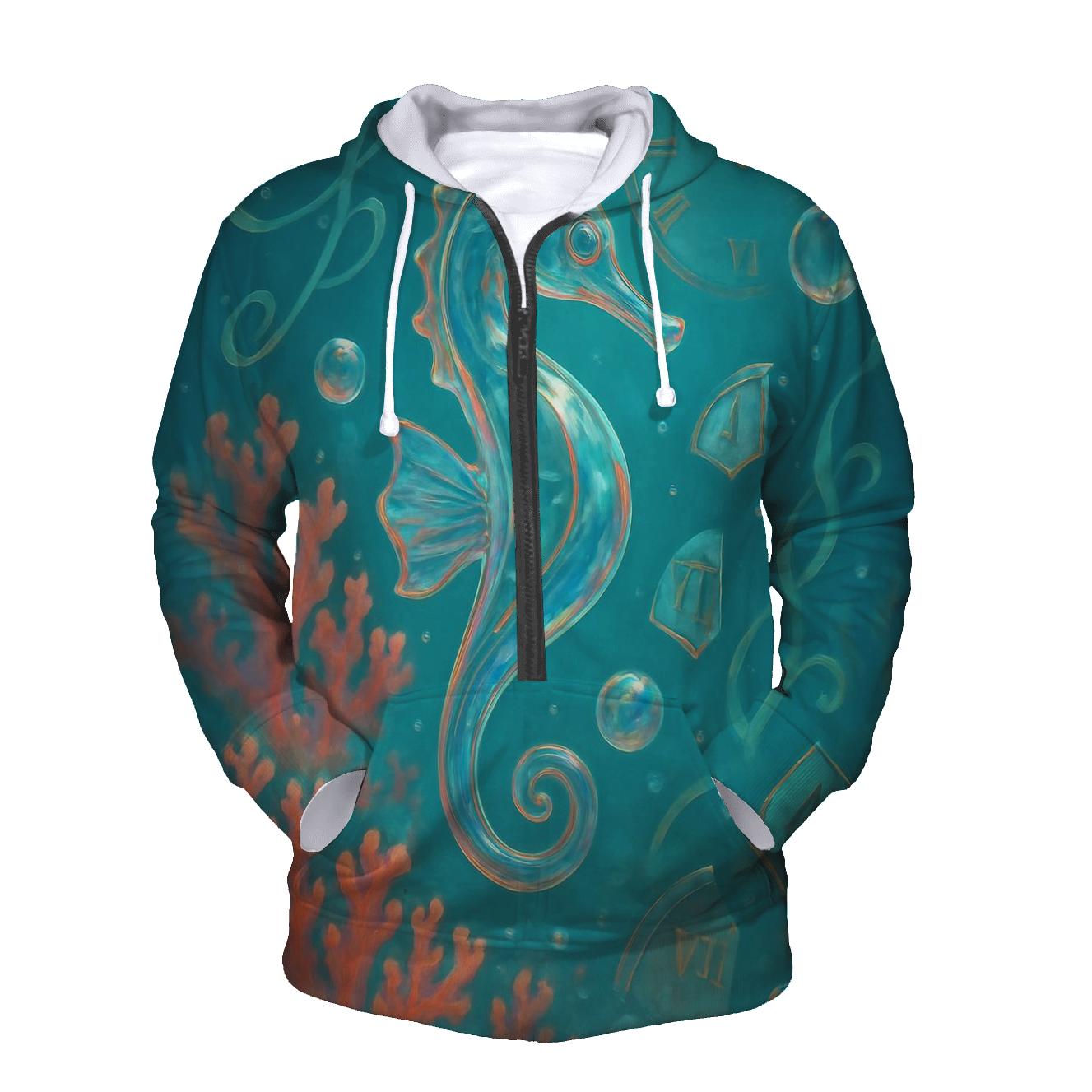 Glass Reef Seahorse printed hoodies