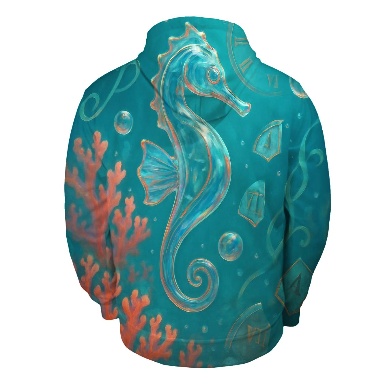 Glass Reef Seahorse printed hoodies