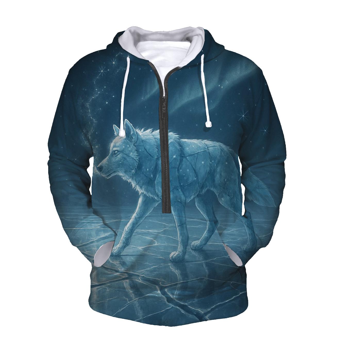Glacier Stitch Wolf hoodies fashion