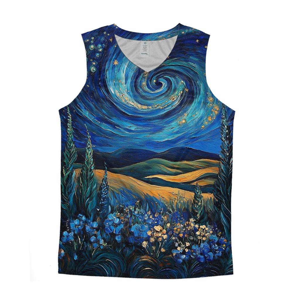 Van Gogh Inspired Nebula Garden casual summer tank tops