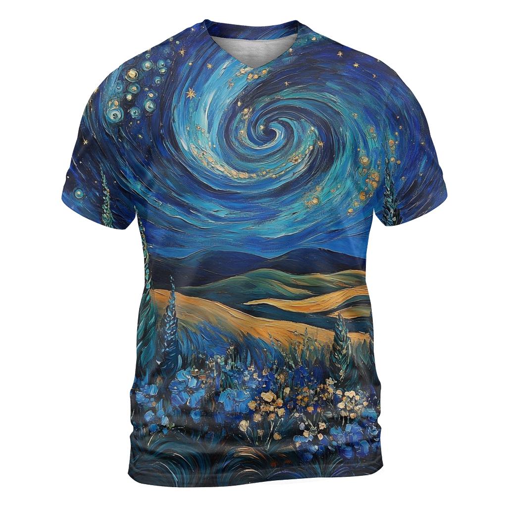 Van Gogh Inspired Nebula Garden custom all-over print shirts