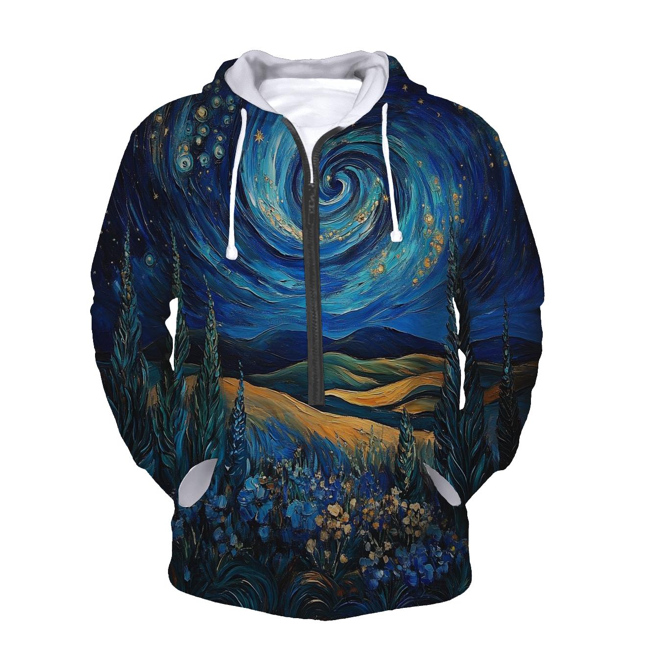 Van Gogh Inspired Nebula Garden graphic hoodies