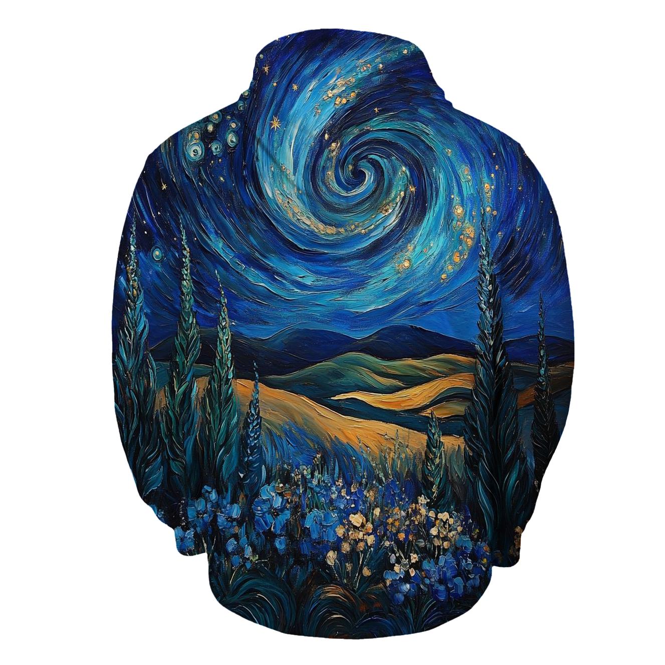 Van Gogh Inspired Nebula Garden graphic hoodies