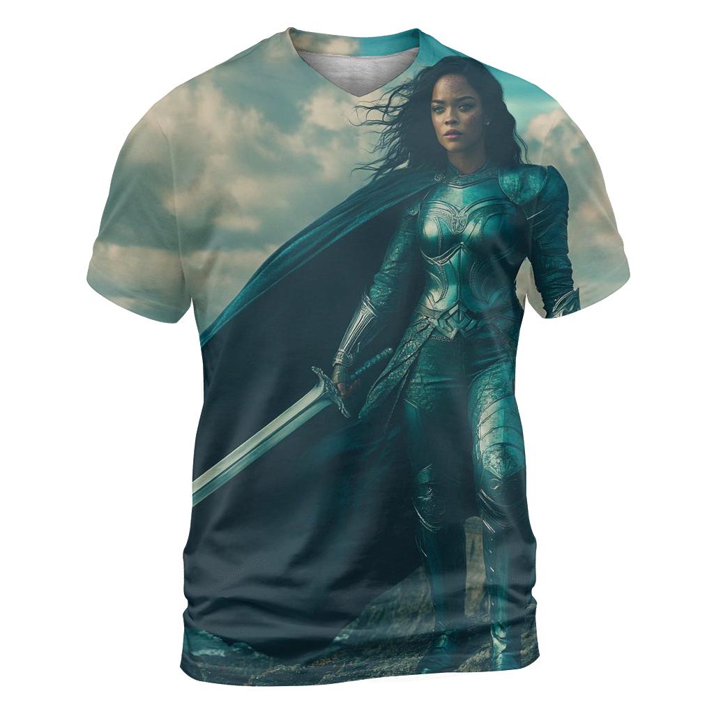 Tessa Thompson Valkyrie Stormborn Of New Asgard vibrant all-over design tees