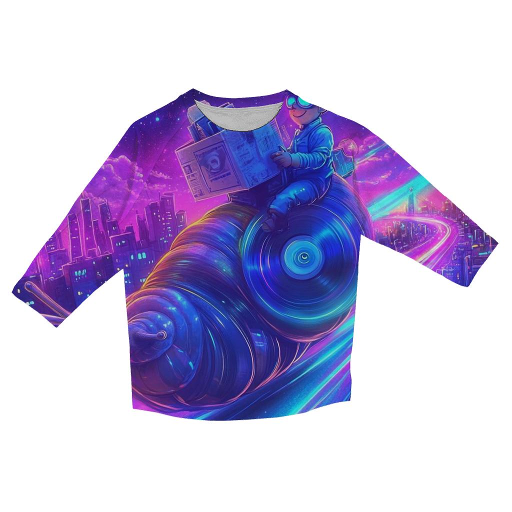 Psychedelic Paperboy Parade printed three quarter sleeve shirts
