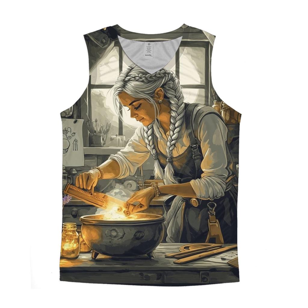 Moonlit Witch Workshop Haunted trendy fitted tank tops