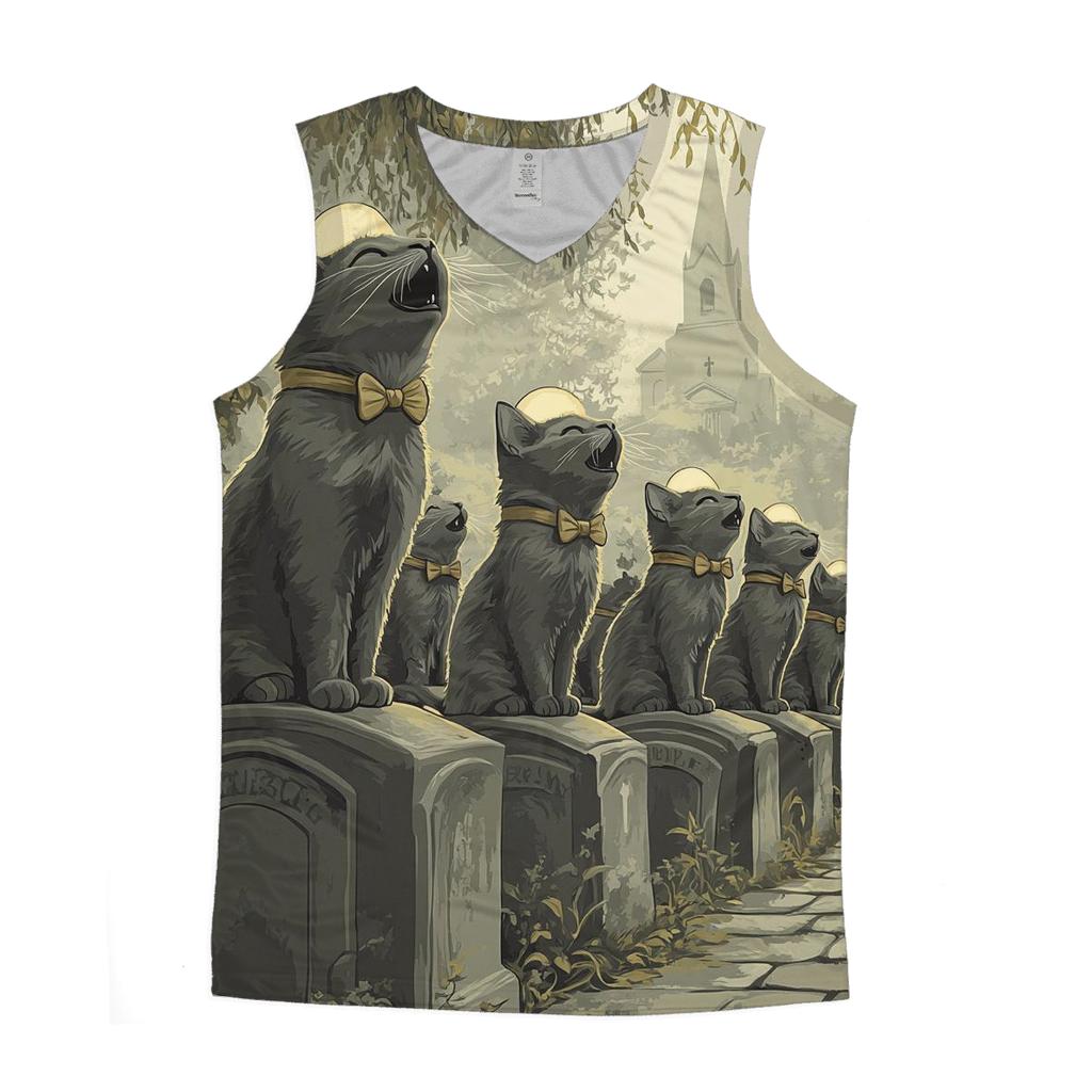 Cemetery Cat Choir Spooky designer workout tanks