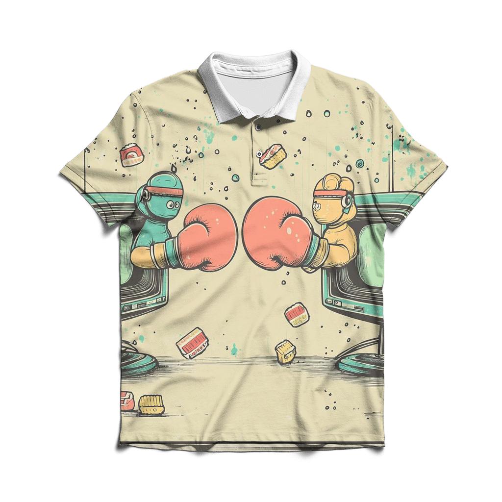 Vintage TV Breakfast Brawl branded logo polo shirts