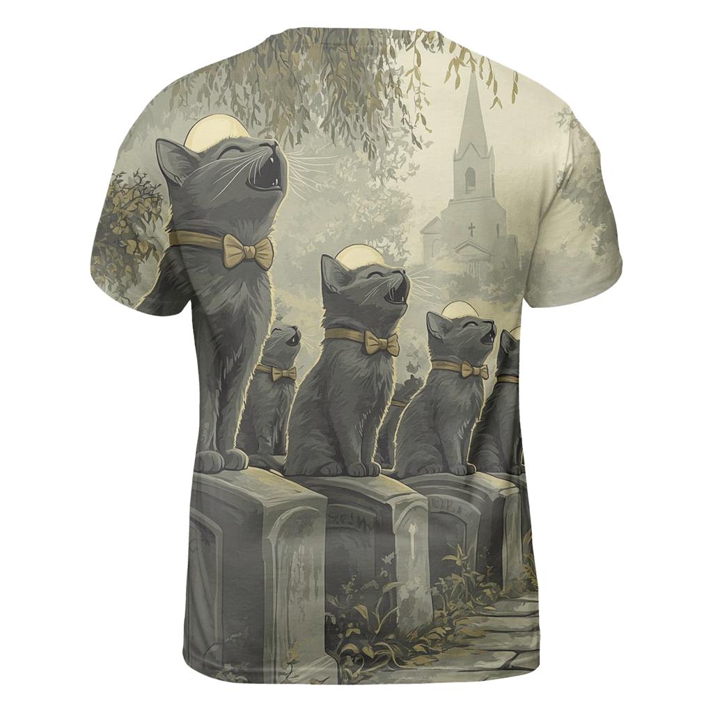 Cemetery Cat Choir Spooky trendy printed shirt styles