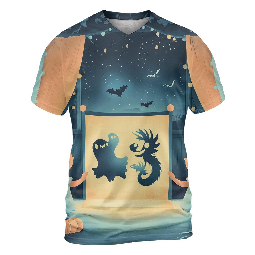 Shadow Puppet Spook Show Halloween artistic all-over print tops