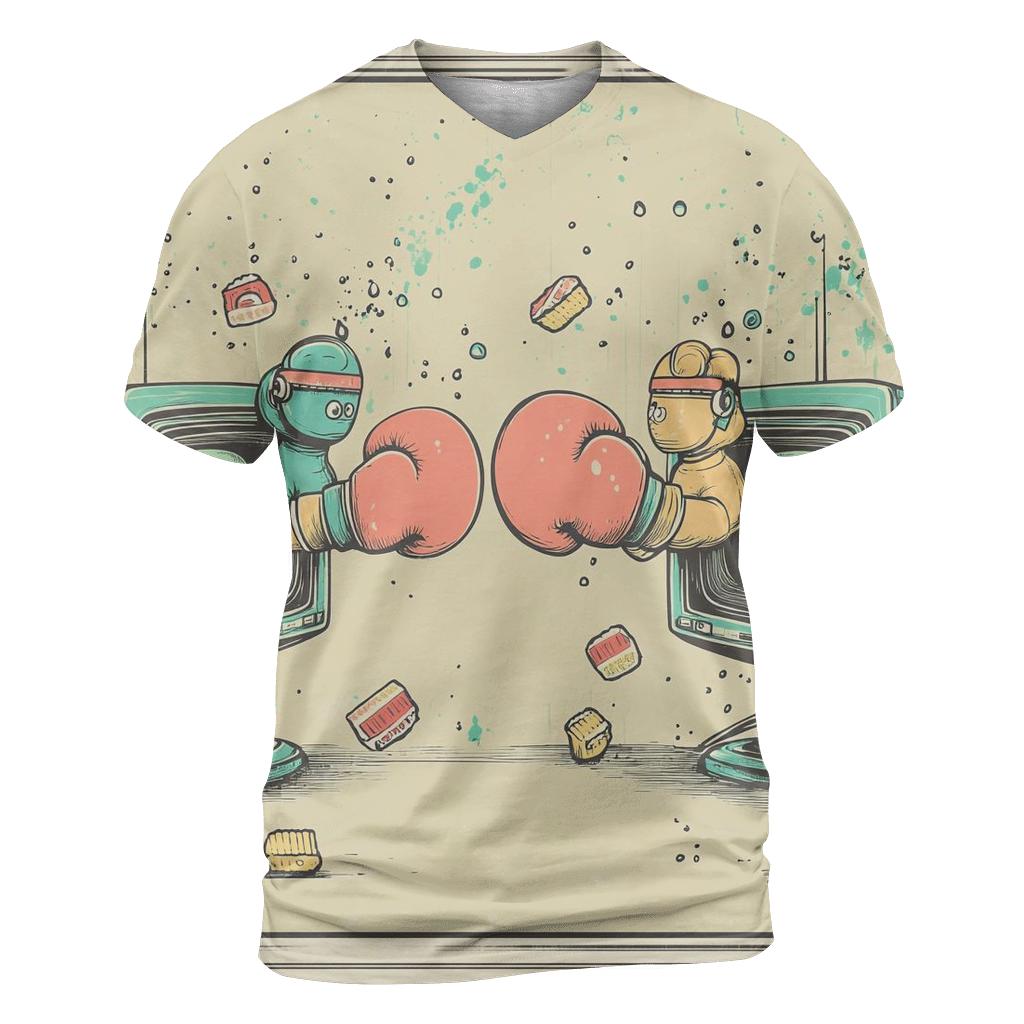 Vintage TV Breakfast Brawl designer pattern shirts