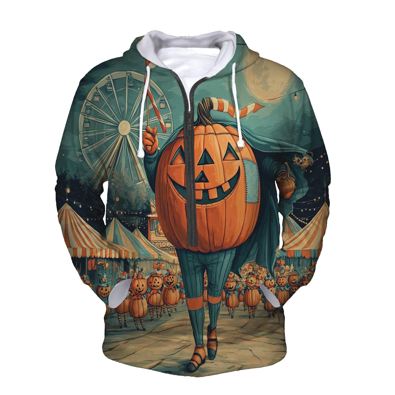 Haunted Carnival Pumpkin Parade zip-up hoodies