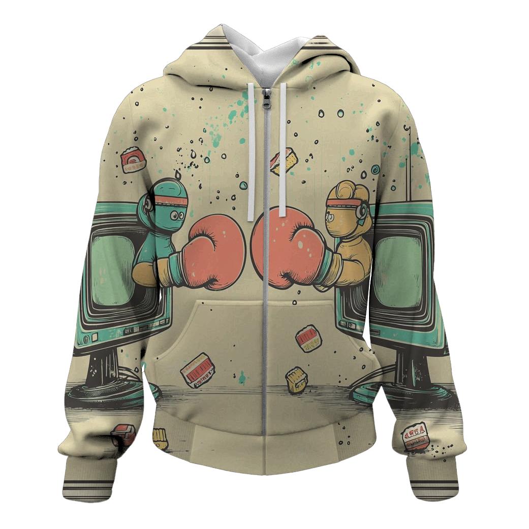 Vintage TV Breakfast Brawl premium hoodies