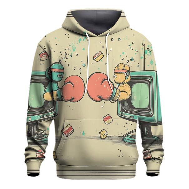 Vintage TV Breakfast Brawl printed hoodies