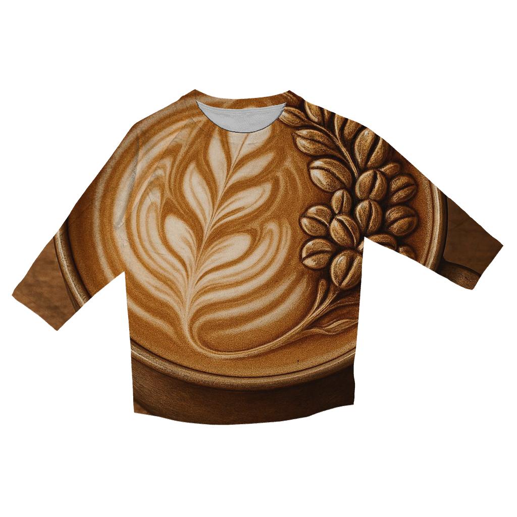 Latte Swirl Bloom cotton quarter sleeve shirts