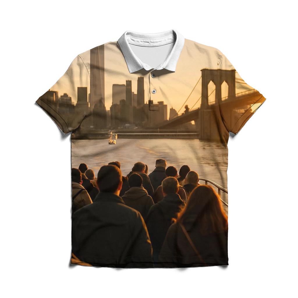 Hudson River Commute At Golden Hour embroidered polo tops