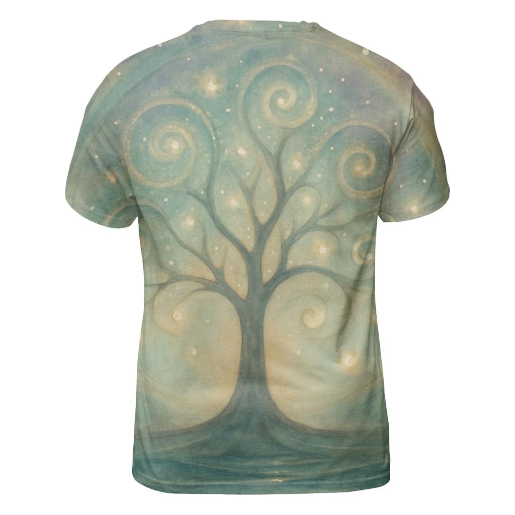 Celestial Grove artistic all-over print tops