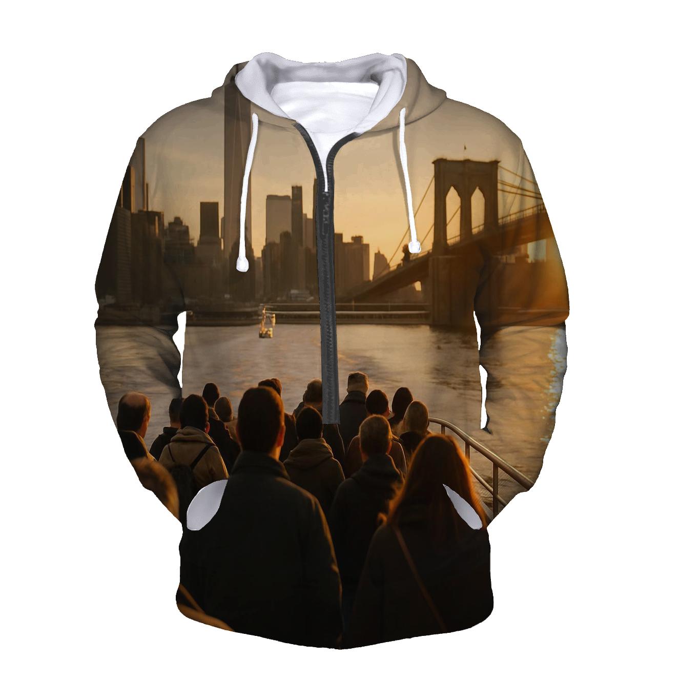 Hudson River Commute At Golden Hour custom hoodies