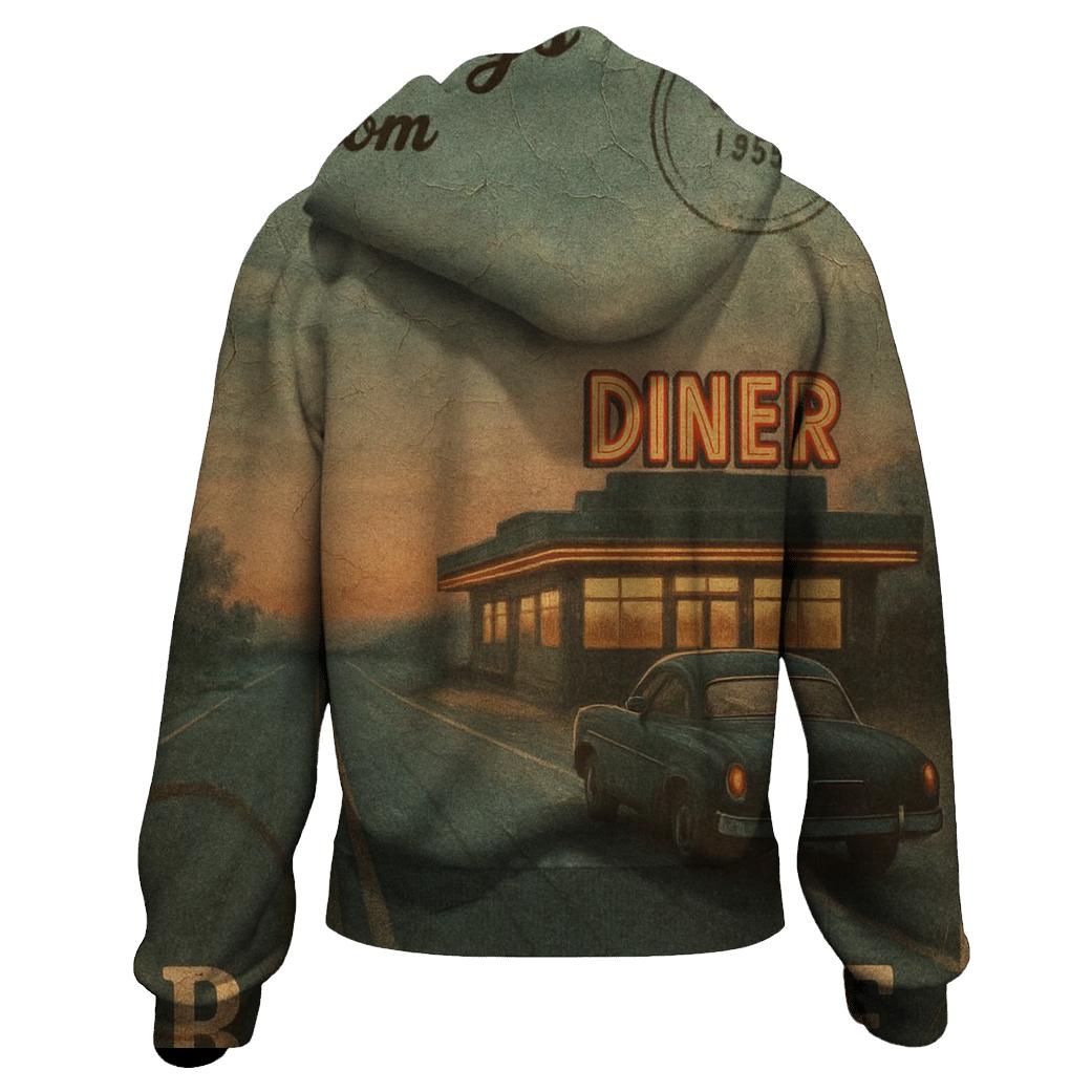 Sepia Roadside Diner Postcard lightweight hoodies