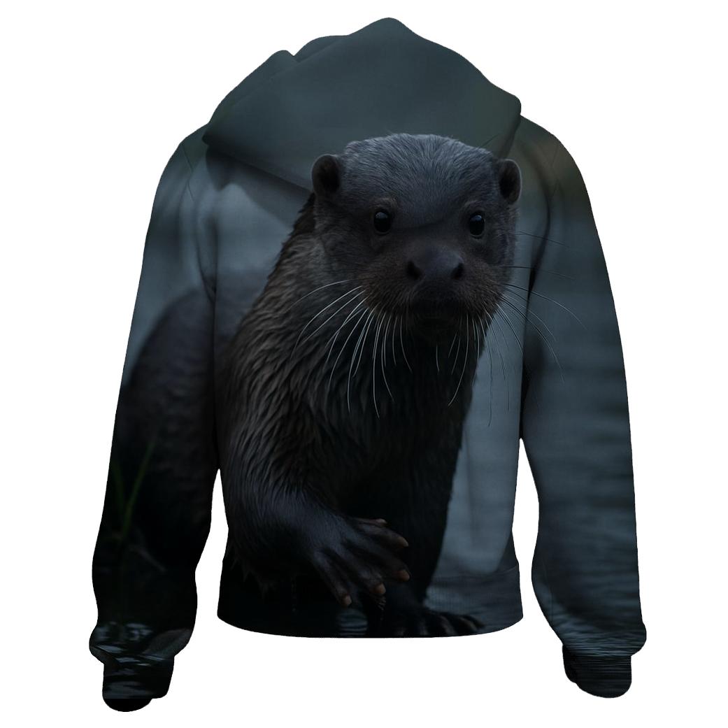 Mist-Edge Forager Eurasian Otter zip-up hoodies