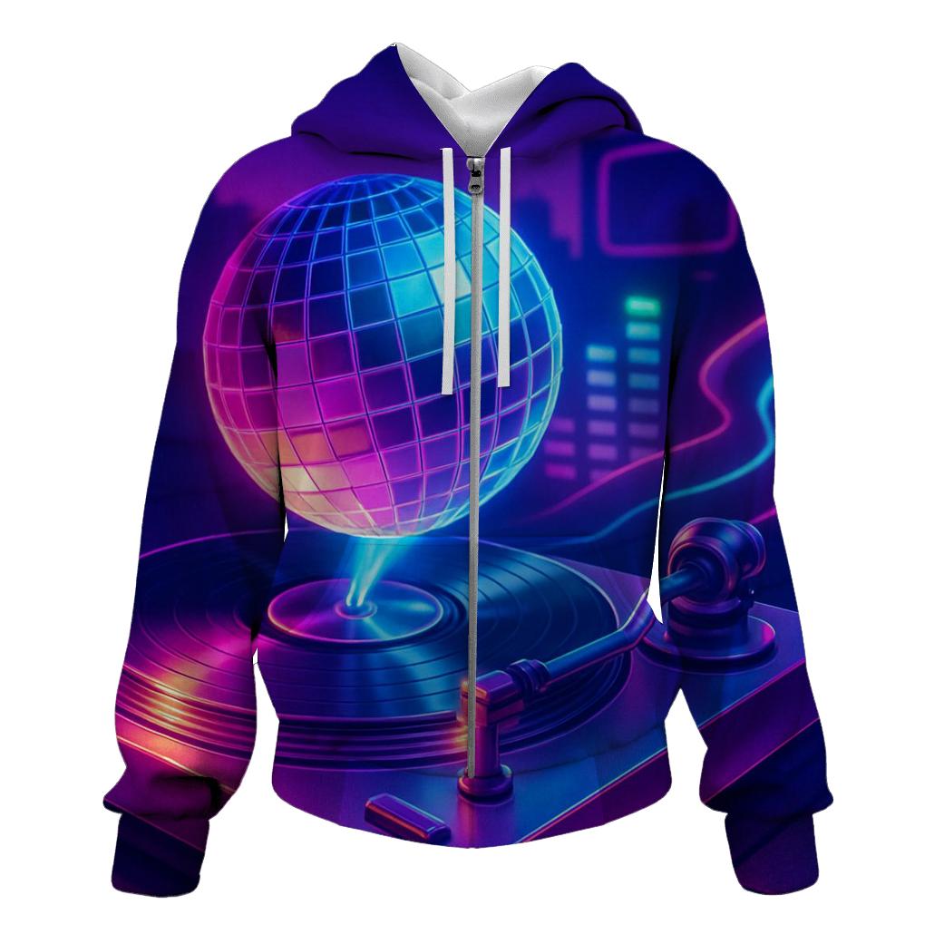 Holo Disco Turntable zip-up hoodies