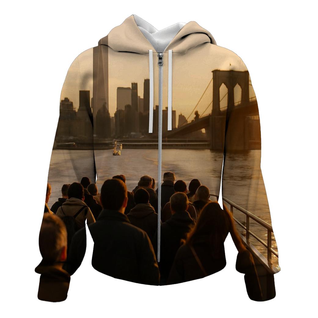 Hudson River Commute At Golden Hour hoodie styles