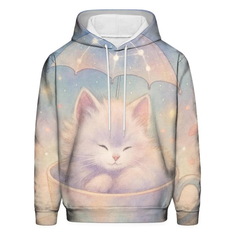 Starry Tea Time Kitten printed hoodies