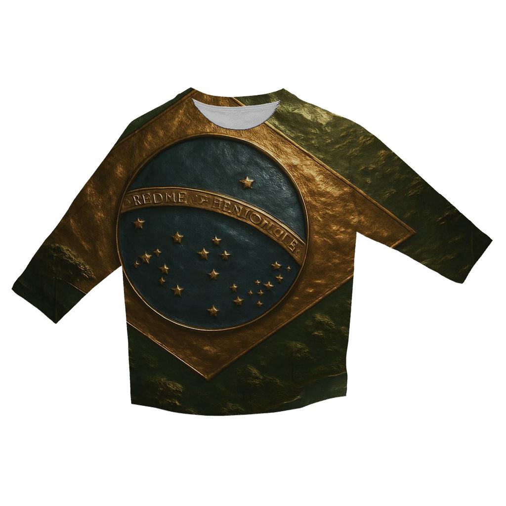 Brazilian Rainforest Metal designer 3/4 sleeve blouses