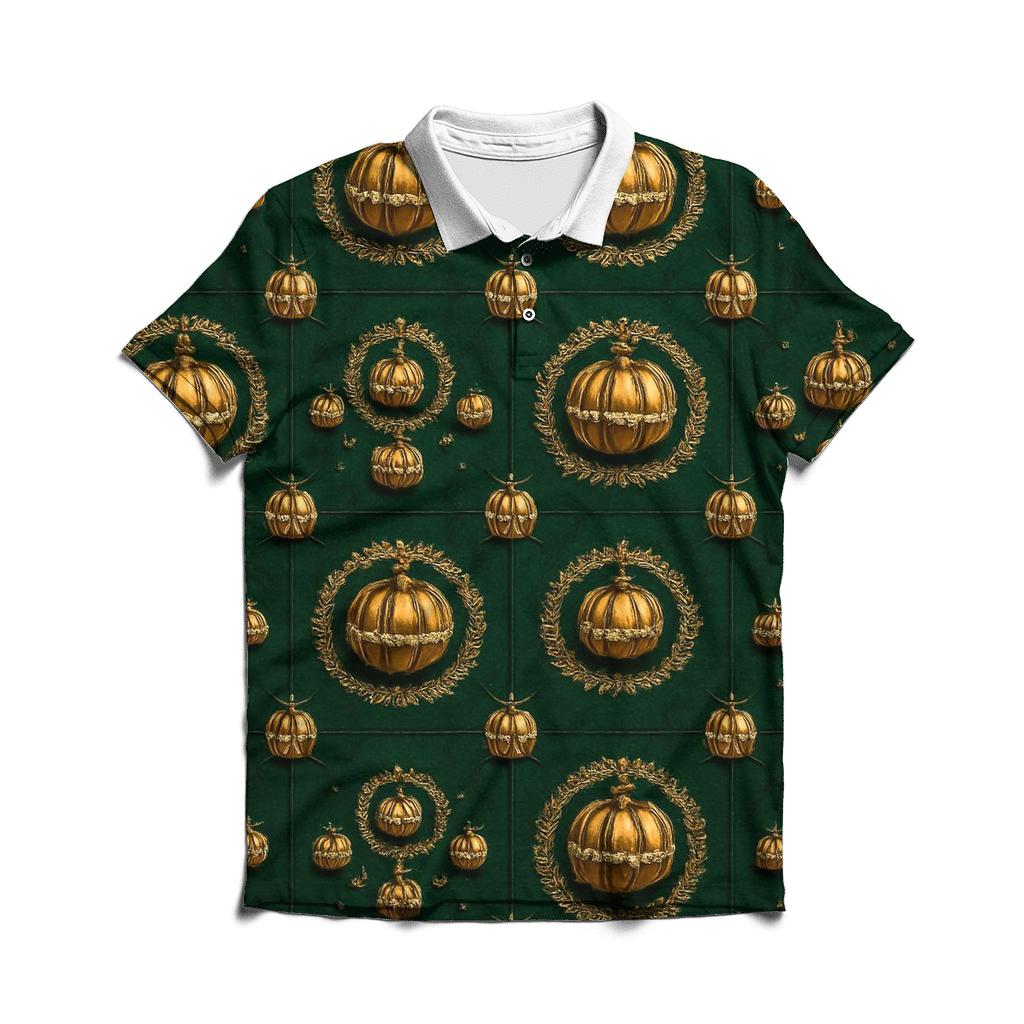 Golden Pumpkin Garland Grid classic pique polos