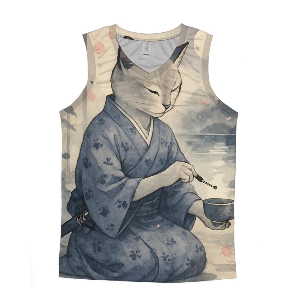Samurai Tea Ceremony Cat sports performance tank tops