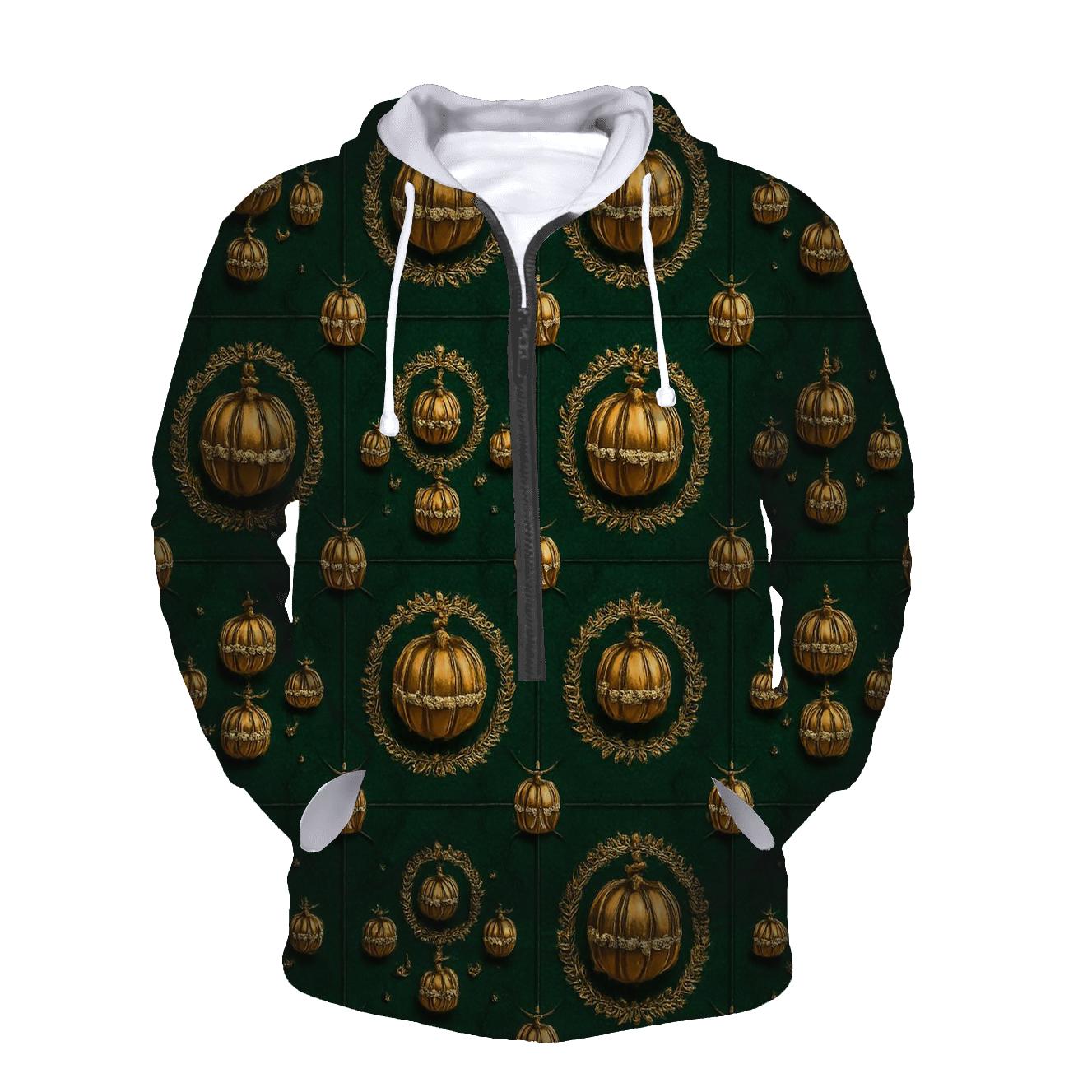 Golden Pumpkin Garland Grid graphic hoodies