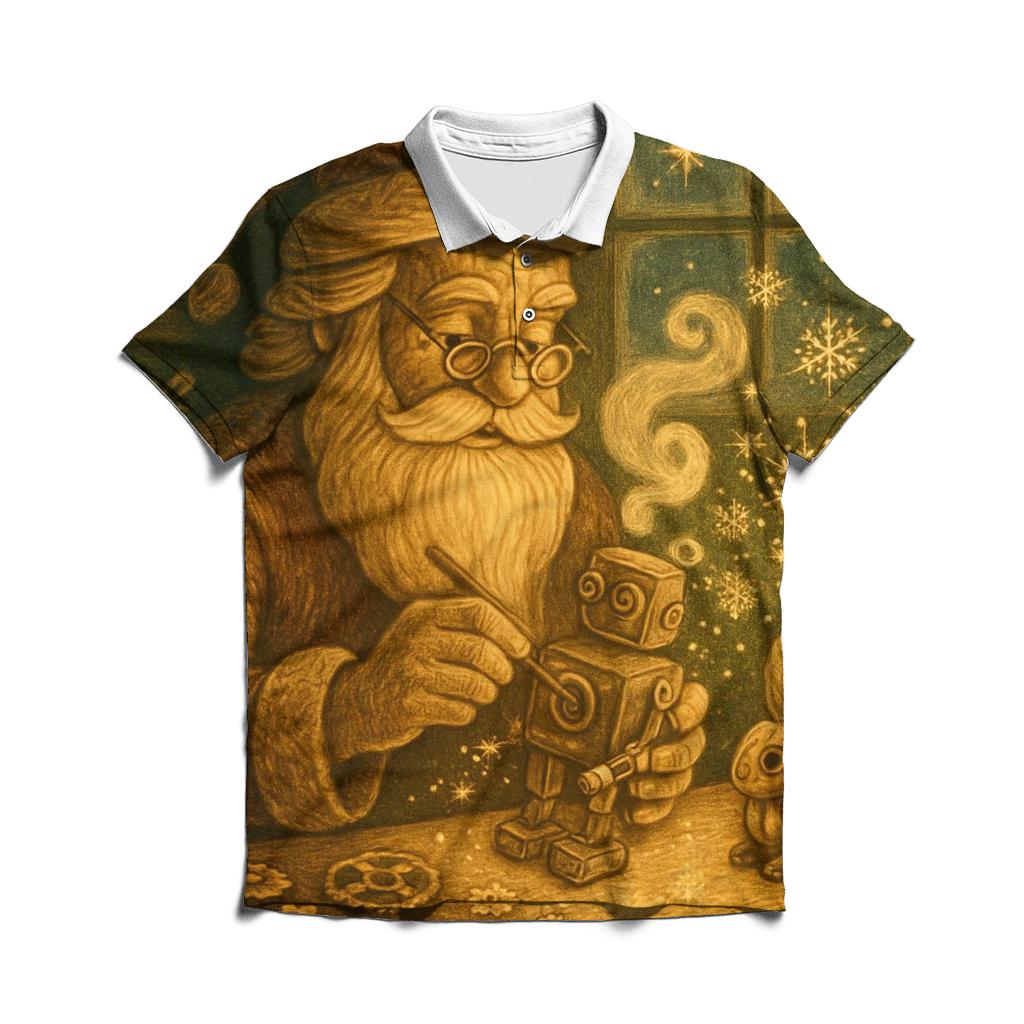Workshop Clockwork Santa embroidered polo tops