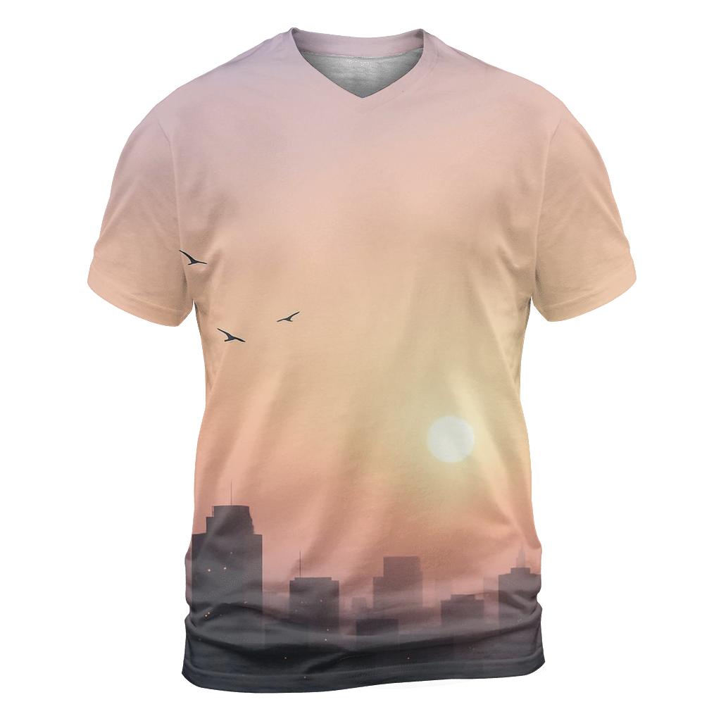 Lavender Skyline Drift artistic all-over print tops