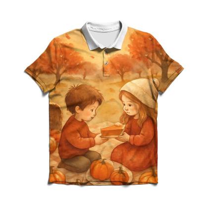 Pumpkin Moon Picnic embroidered polo tops