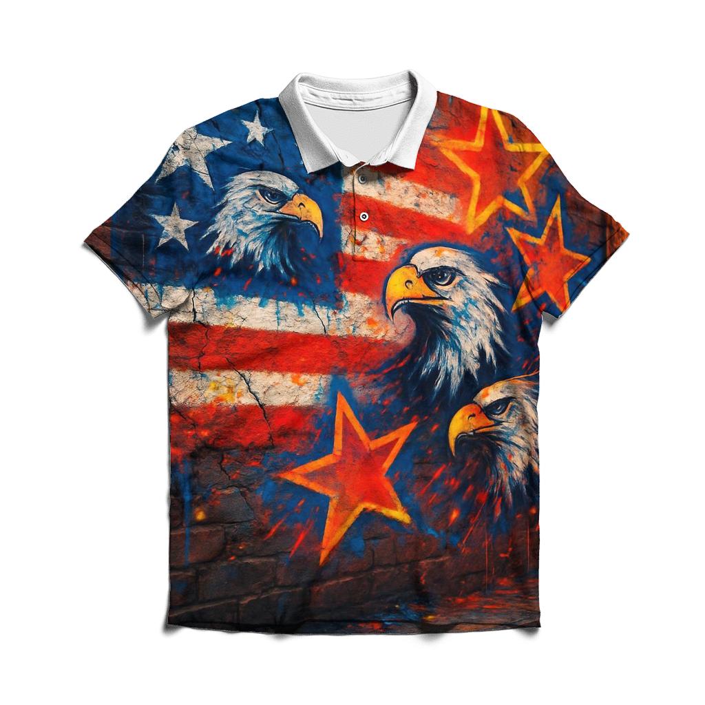 Graffiti Old Glory branded logo polo shirts