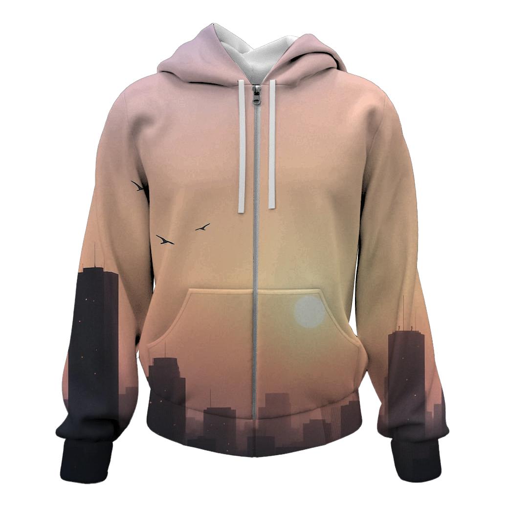 Lavender Skyline Drift printed hoodies