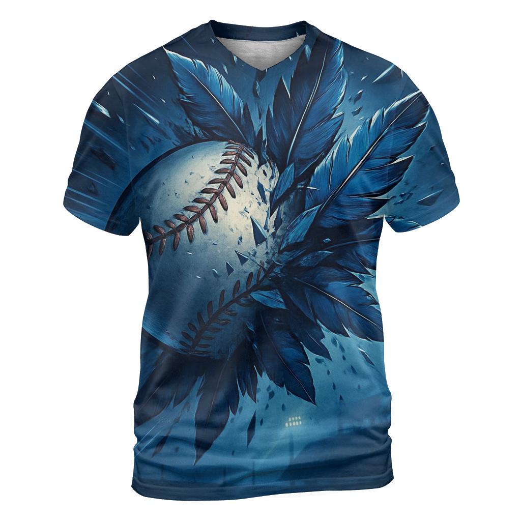 Feathered Impact With Blue Jays statement graphic shirts
