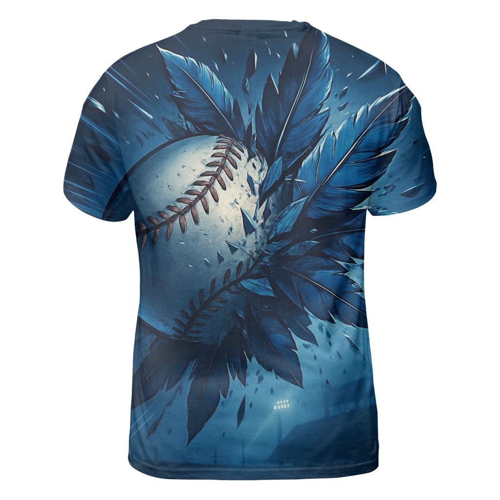 Feathered Impact With Blue Jays statement graphic shirts