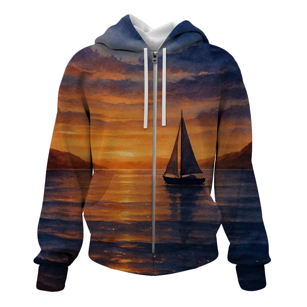 Amber Tide Reflection embroidered hoodies