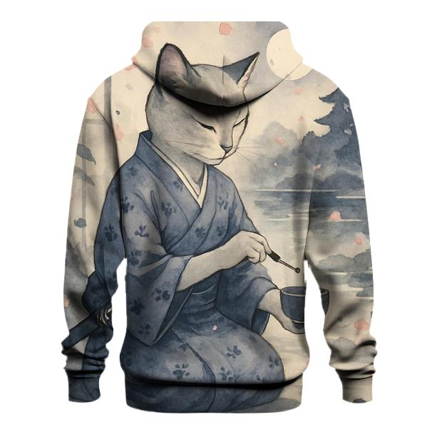 Samurai Tea Ceremony Cat lightweight hoodies