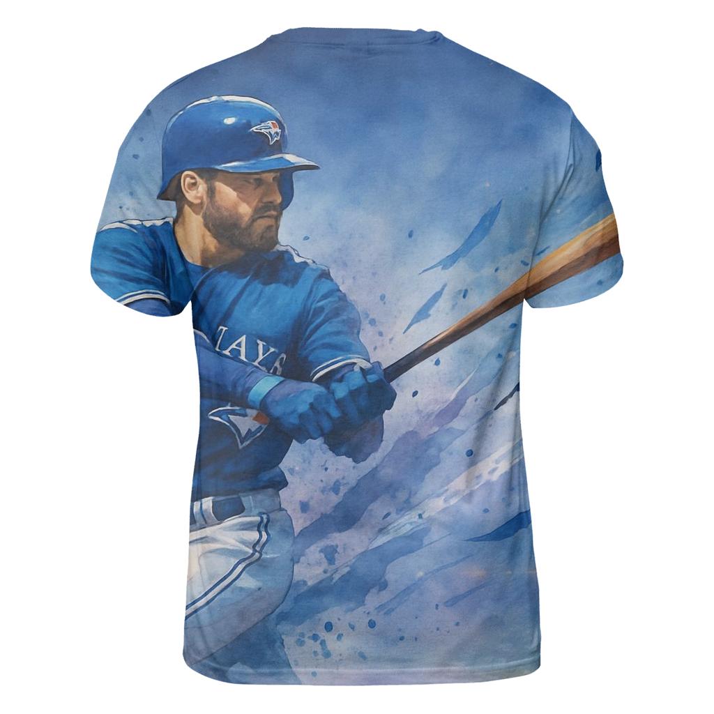 Blue Jays Night Haze Swing vibrant all-over design tees