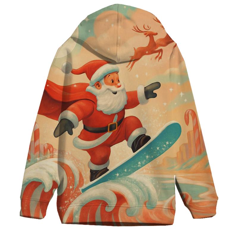 Surfing Santa Tidal Ride printed hoodies