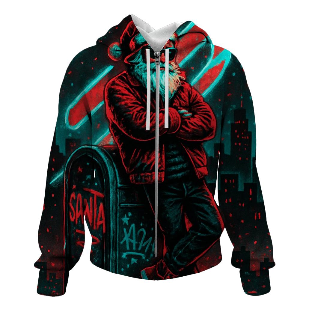 Neon Street Santa zip-up hoodies