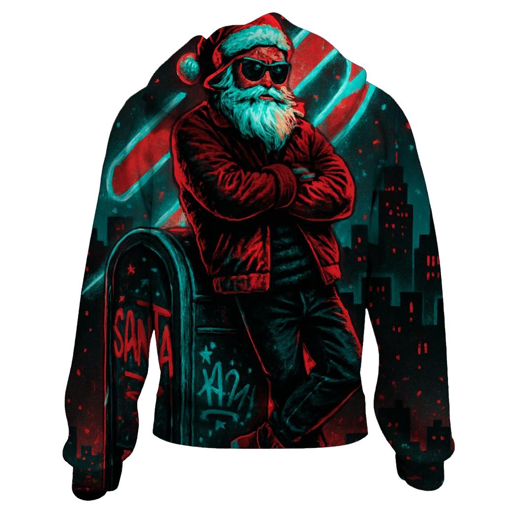 Neon Street Santa zip-up hoodies