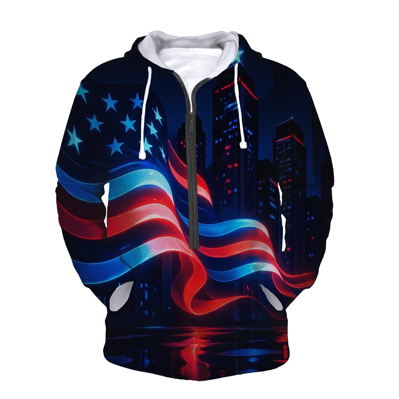 Neon Skyline Banner heavyweight hoodies