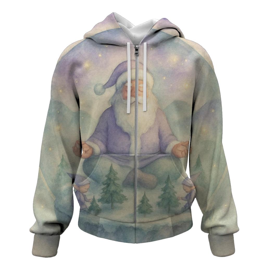Zen Snow Globe Santa embroidered hoodies