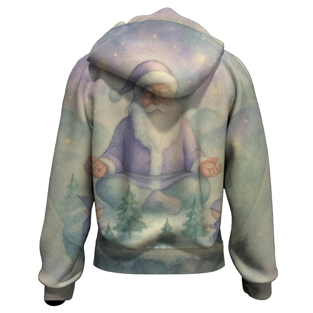 Zen Snow Globe Santa embroidered hoodies